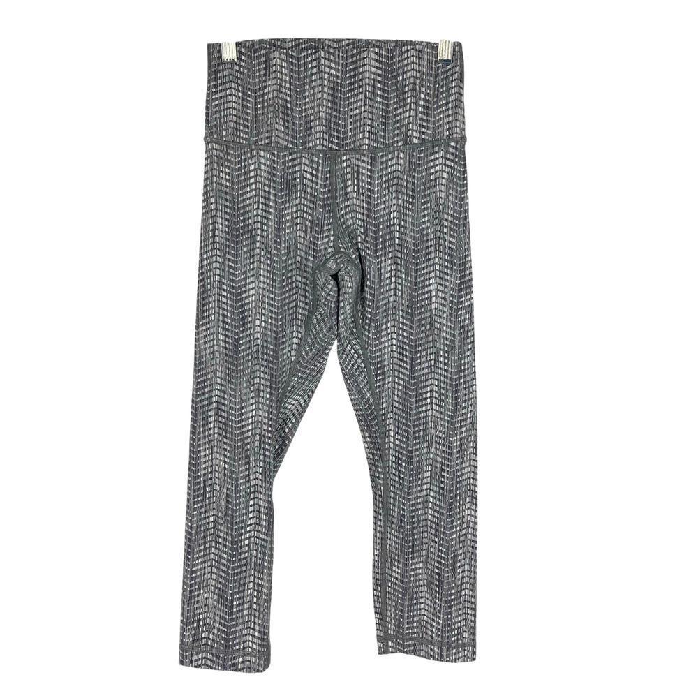 Lululemon Wunder Under HR 21" Luon Arrow Jacquard Battleship Silver Spoon Size 4